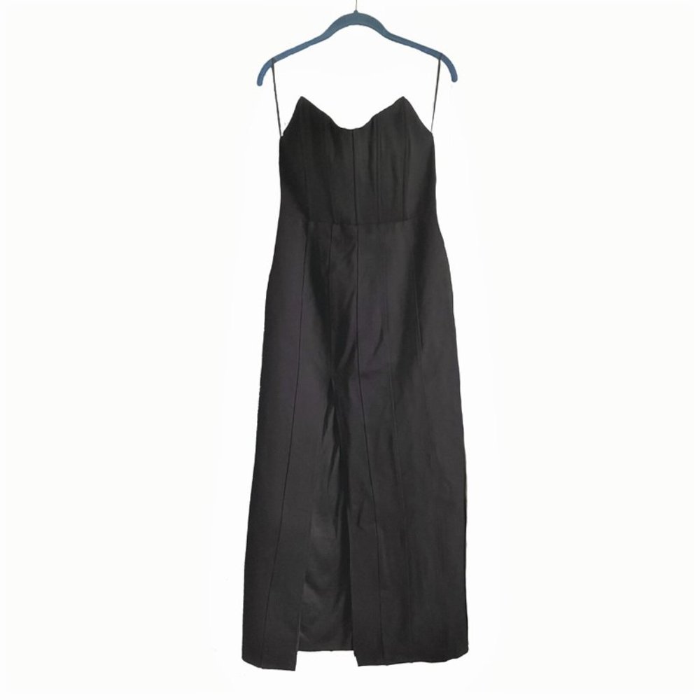 Evening dress, long, high slit, strapless, bodycon, black, nice. Size M